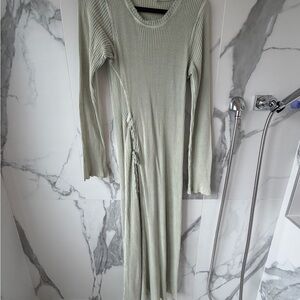 Free People Sage Green Thermal Dress